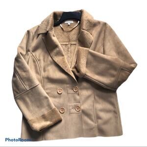 Zendra Petite Fur Lined Brown Suede Lightweight Double Breasted Coat Jacket XLP